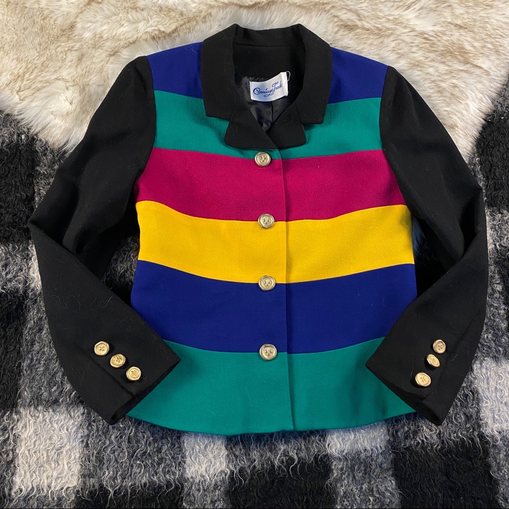 Vintage colorblock rainbow blazer jacket 10